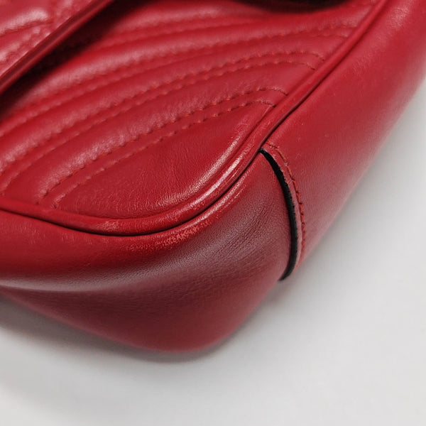 GG Marmont Small Quilted Calfskin Red
