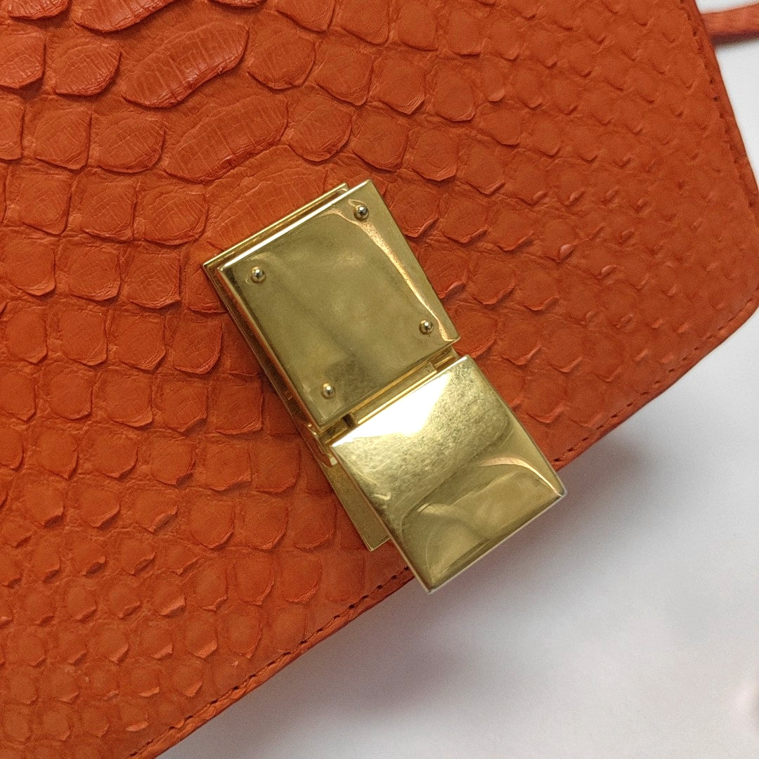 Authenticated pre-owned  CLASSIC BOX Mini Python Orange - Shoulder Bag at Looply