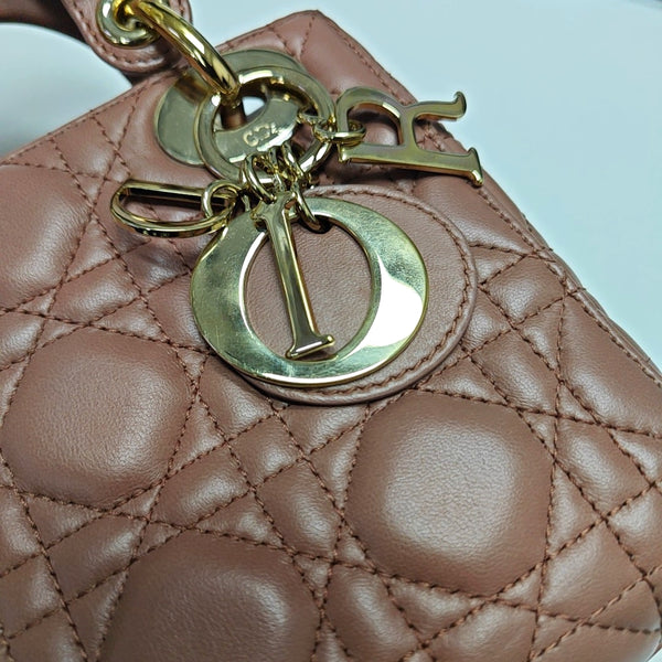 Authenticated pre-owned  Lady Dior Mini Lambskin Beige - Tote Bag at Looply