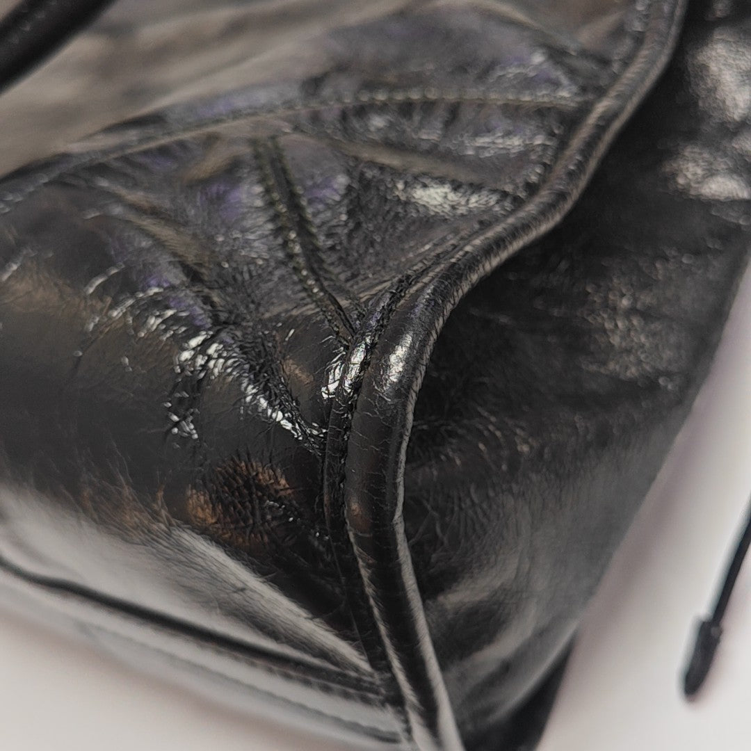 Quilted Calfskin Shoulder Bag Large Black