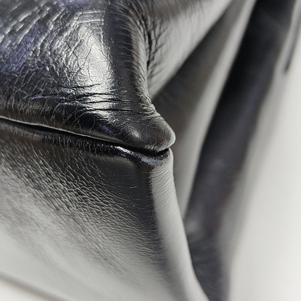 Calfskin Top Handle Bag Black