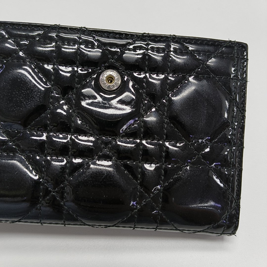 Cannage Patent Leather Wallet Black