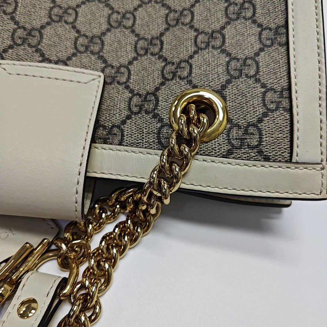 Padlock Small Monogram Coated Canvas Beige