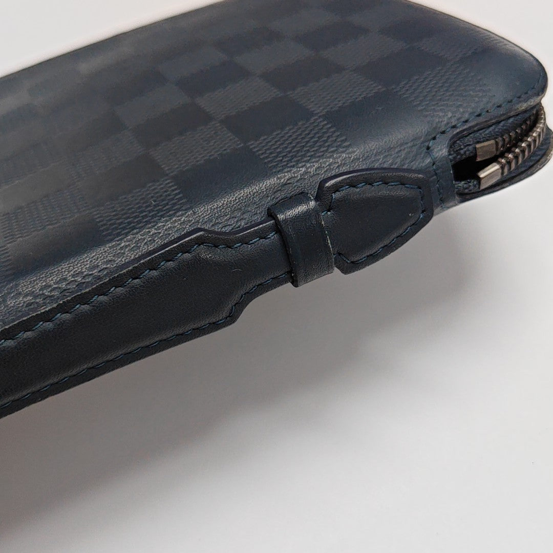 ATOLL Damier Calfskin Blue Wallet