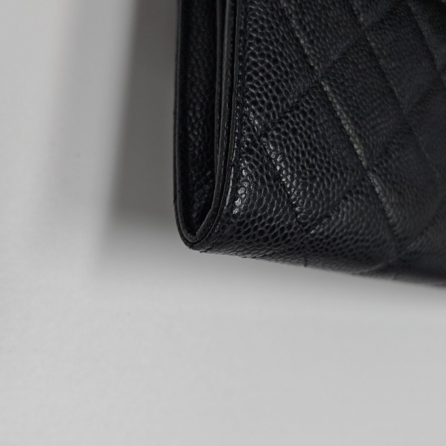 Quilted Grained Calfskin Wallet Black
