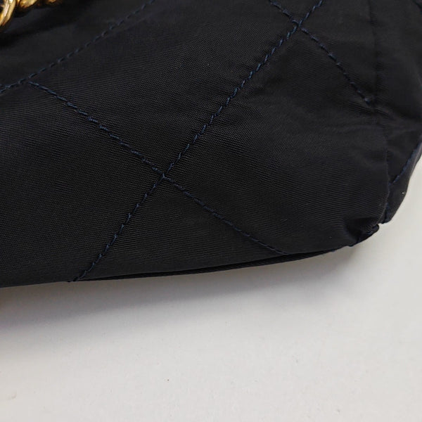 Quilted Nylon Shoulder Bag Blue