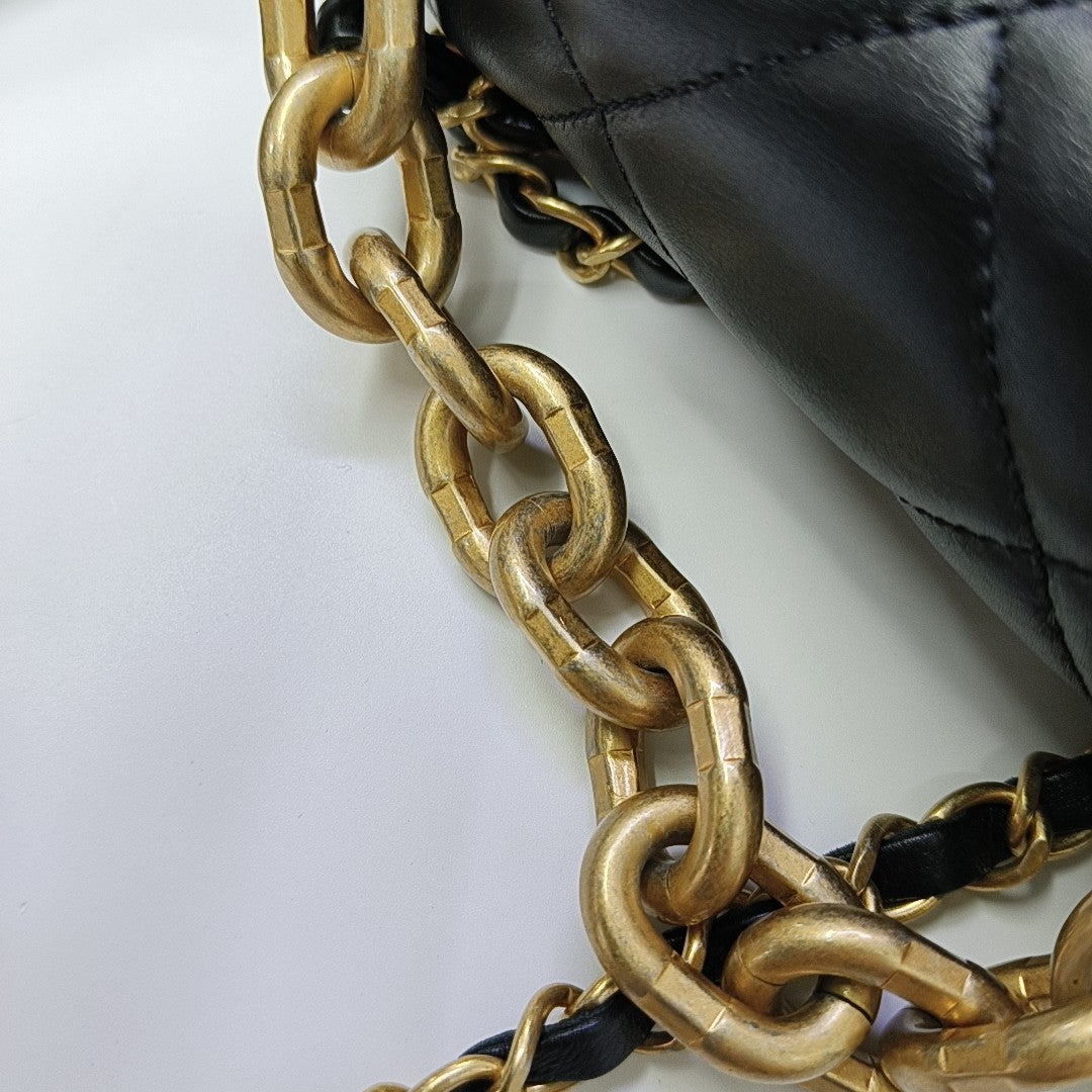 Quilted Calfskin Shoulder Bag Black