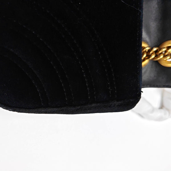 GG Marmont Mini Quilted Velvet Black