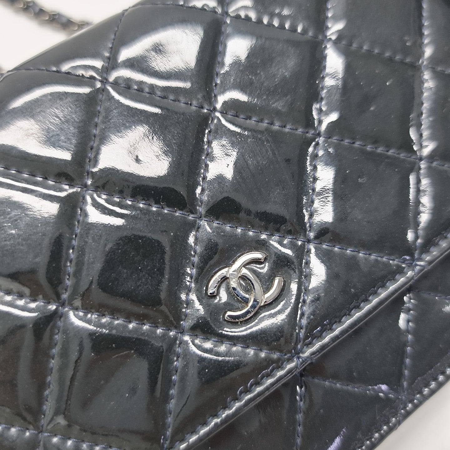 WOC Quilted Patent Leather Blue