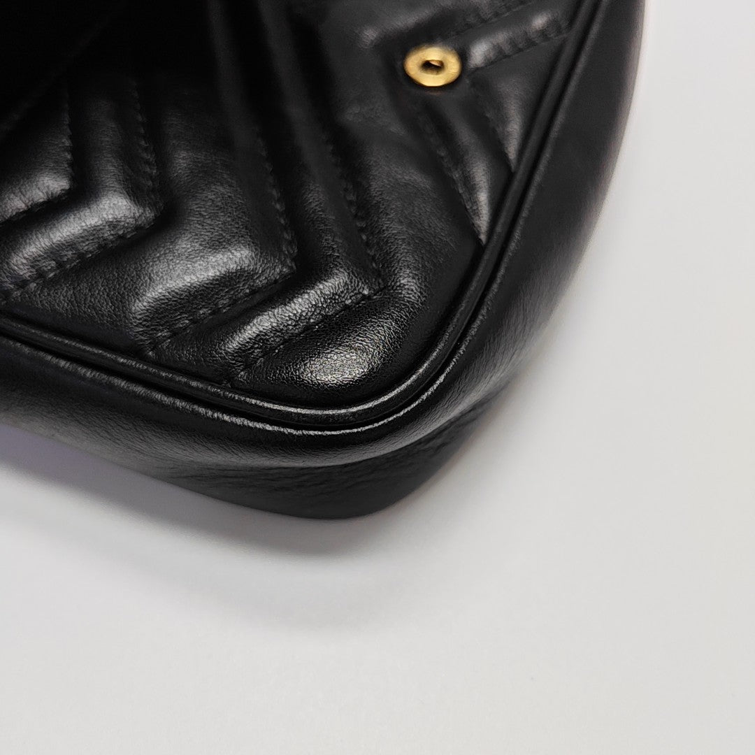 GG Marmont Mini Quilted Calfskin Black