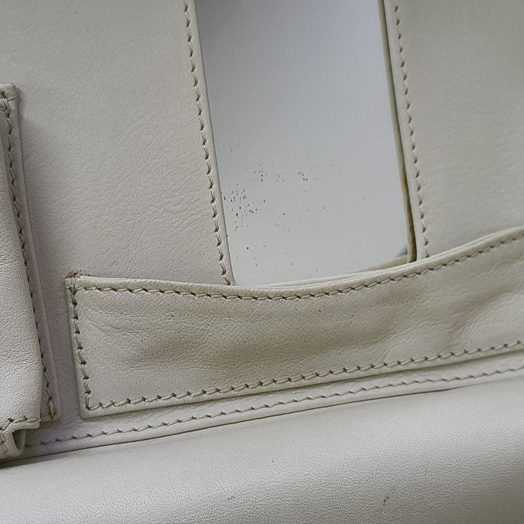Quilted Fabric Top Handle Bag Beige