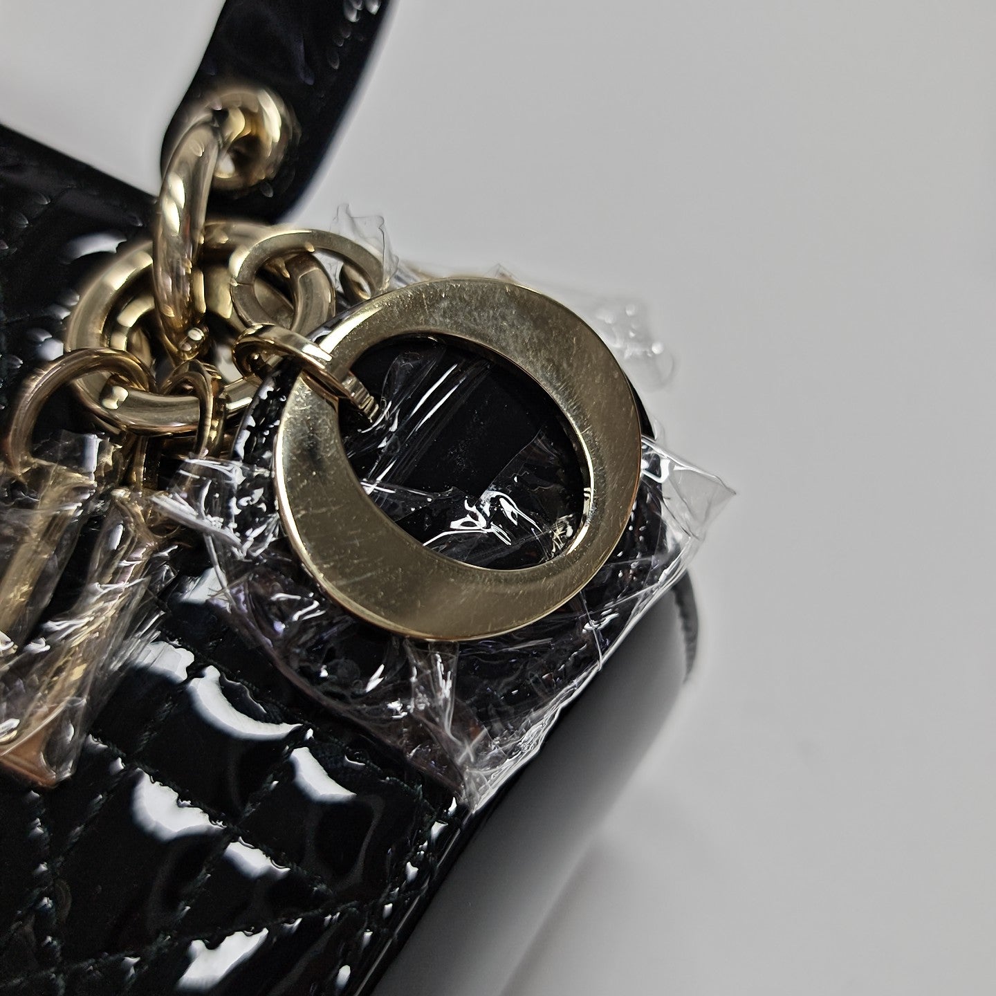 Lady Dior Super Mini Cannage Patent Leather Black