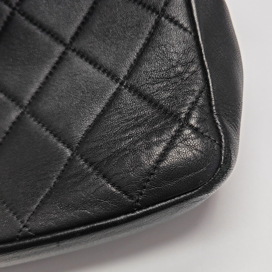 Quilted Lambskin Shoulder Bag Black