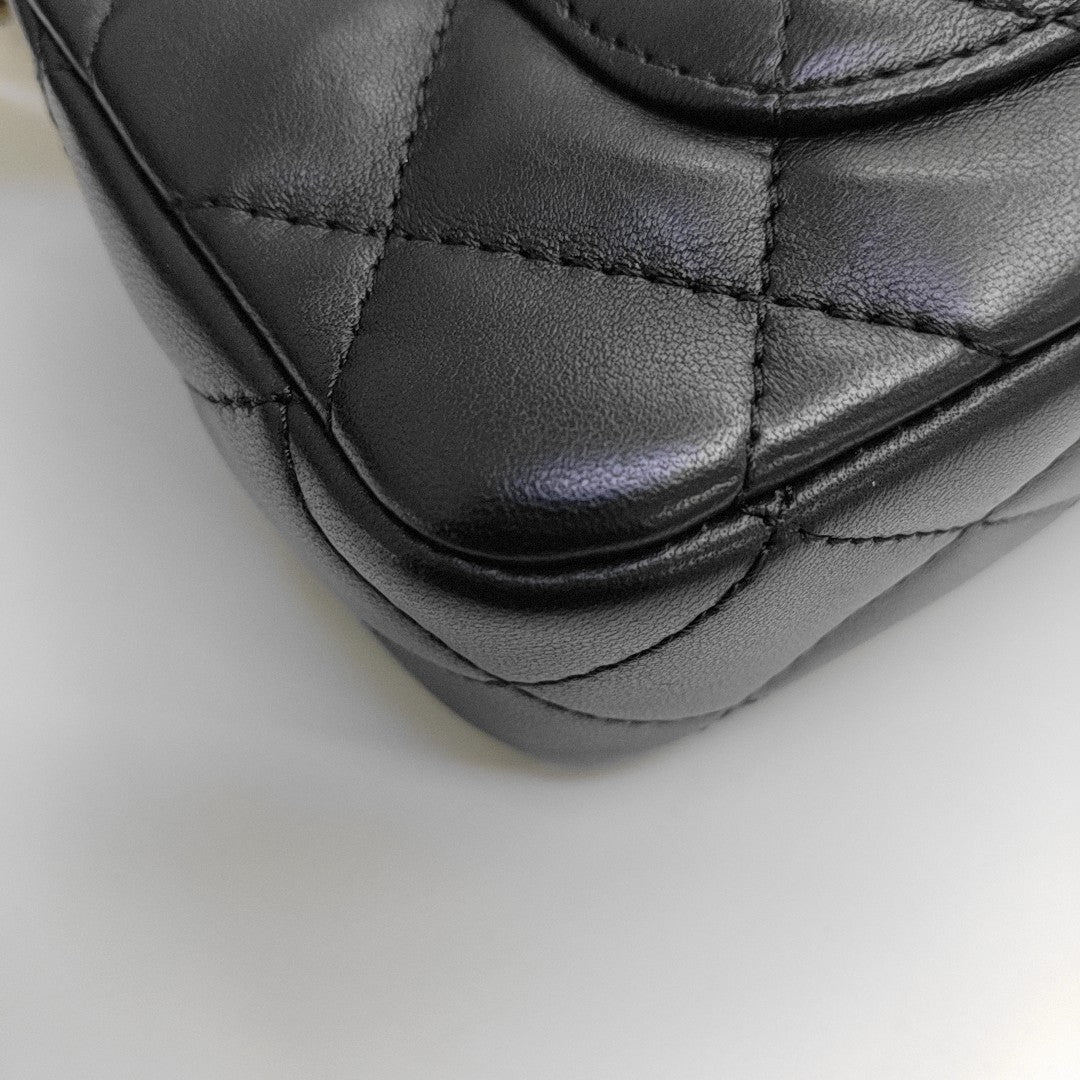 Quilted Lambskin Shoulder Bag Mini Black