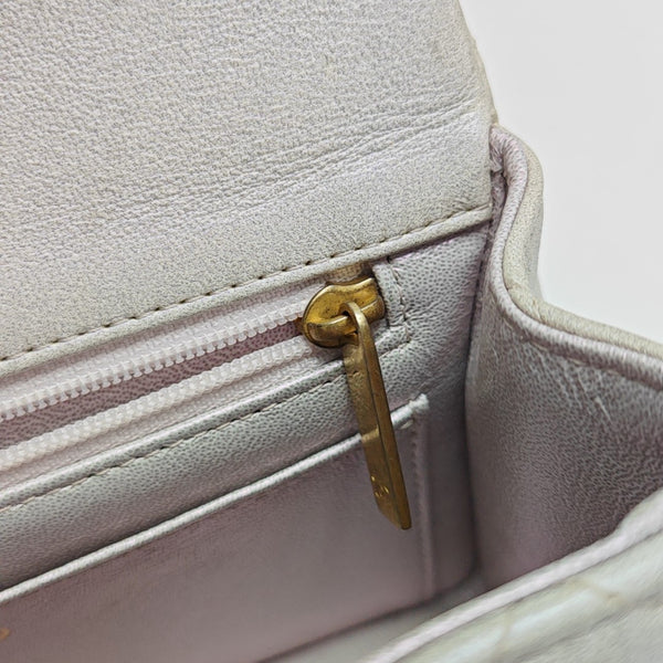 Quilted Lambskin Shoulder Bag White