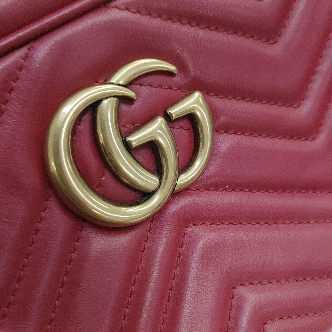 GG Marmont Small Quilted Calfskin Red