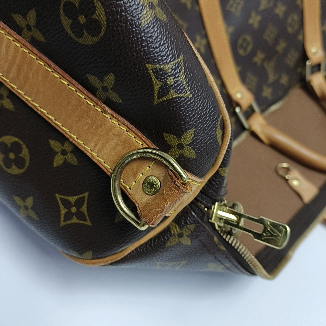 KEEPALL 60 Monogram Coated Canvas Brown