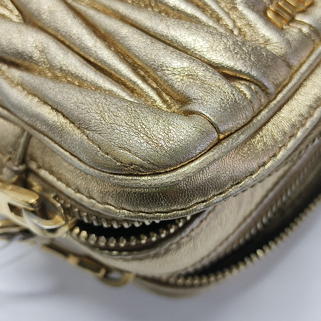 Quilted Lambskin Shoulder Bag Gold