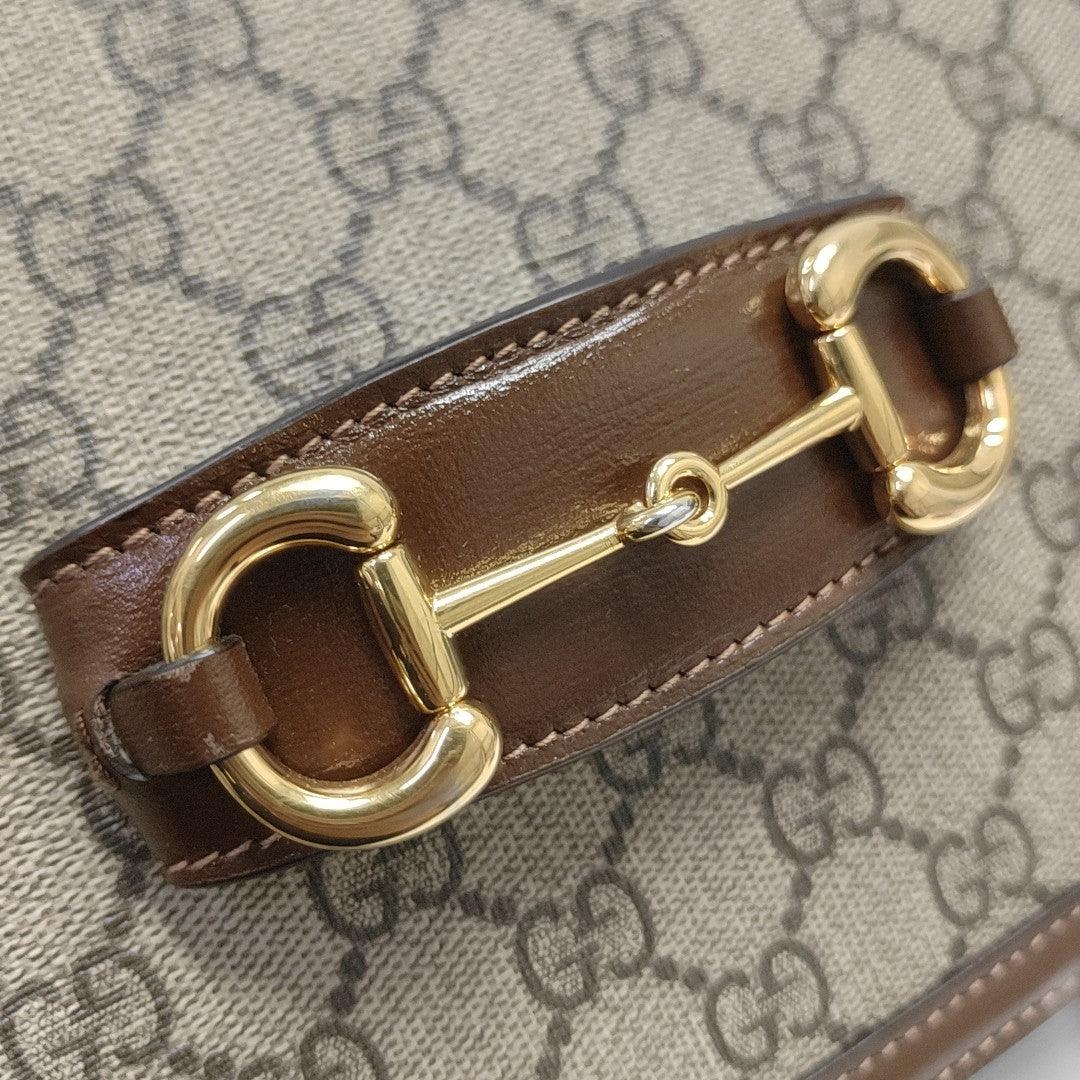 Horsebit 1955 Medium Monogram Coated Canvas Beige