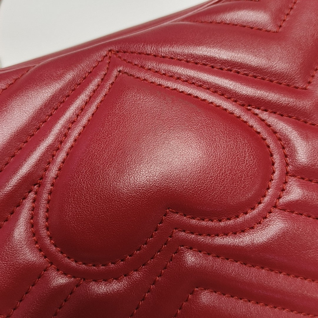 GG Marmont Small Quilted Calfskin Red