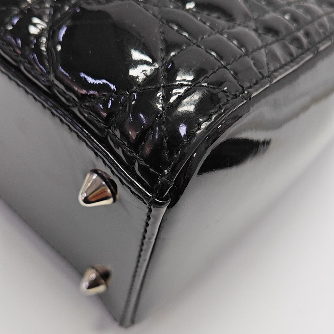 Lady Dior Medium Cannage Patent Leather Black