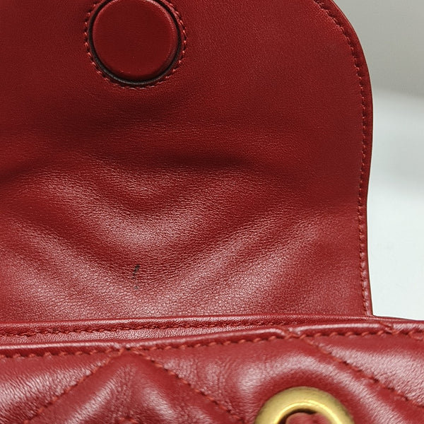 GG Marmont Super Mini Quilted Calfskin Red