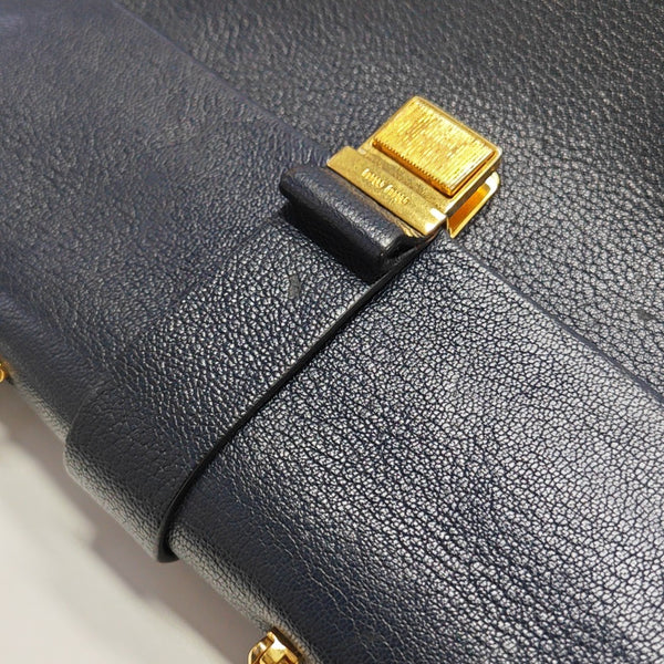 Calfskin Top Handle Bag Blue