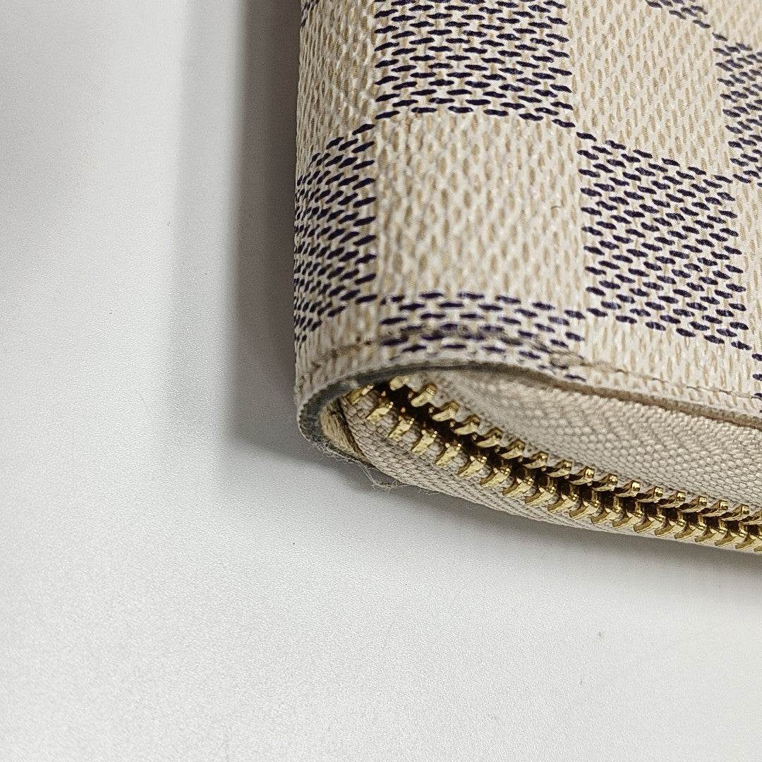ZIPPY Damier Azur Coated Canvas White Wallet