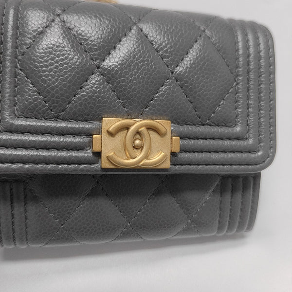 BOY CHANEL Quilted Grained Calfskin Gray