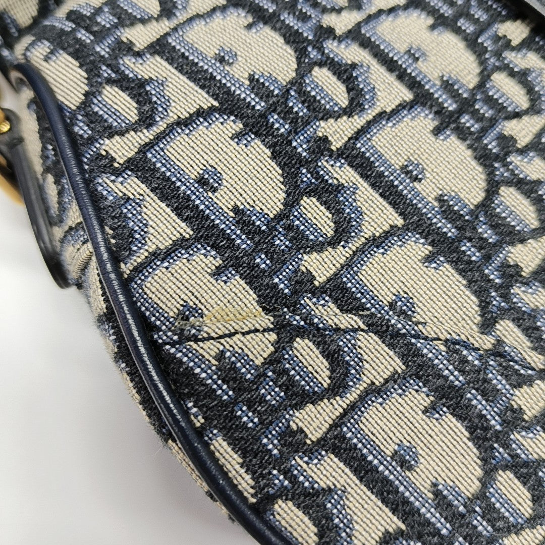 Saddle Mini Oblique Canvas Blue