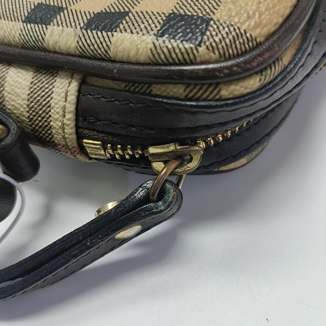 Coated Canvas Clutch Beige