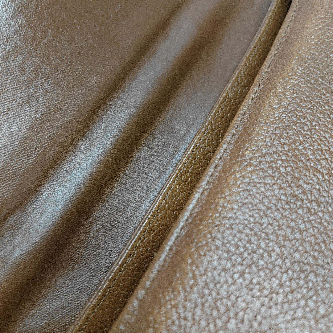 Calfskin Top Handle Bag Brown