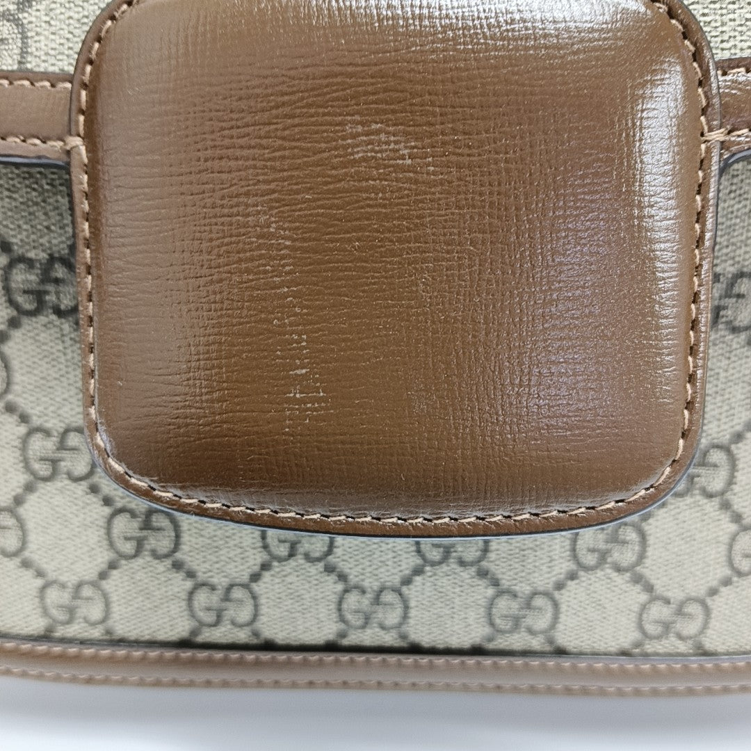 Horsebit 1955 Medium Monogram Coated Canvas Beige