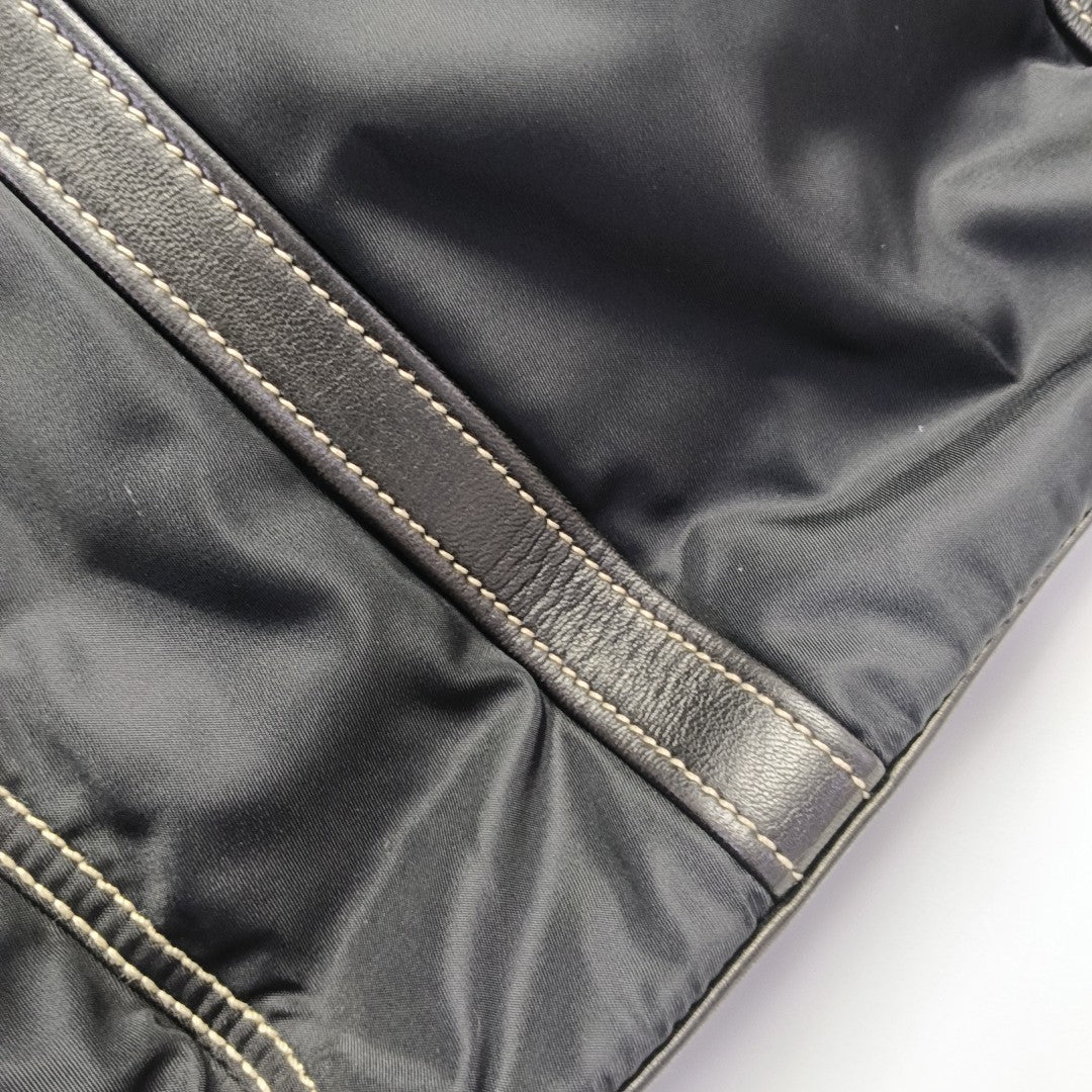 Quilted Nylon Top Handle Bag Black