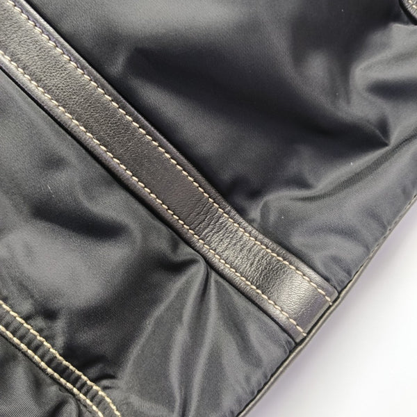 Quilted Nylon Top Handle Bag Black