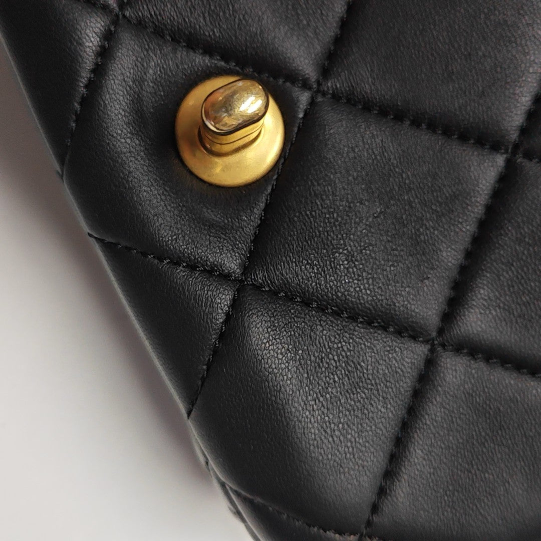 Quilted Lambskin Shoulder Bag Black