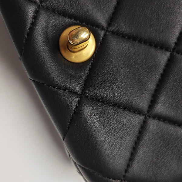 Quilted Lambskin Shoulder Bag Black