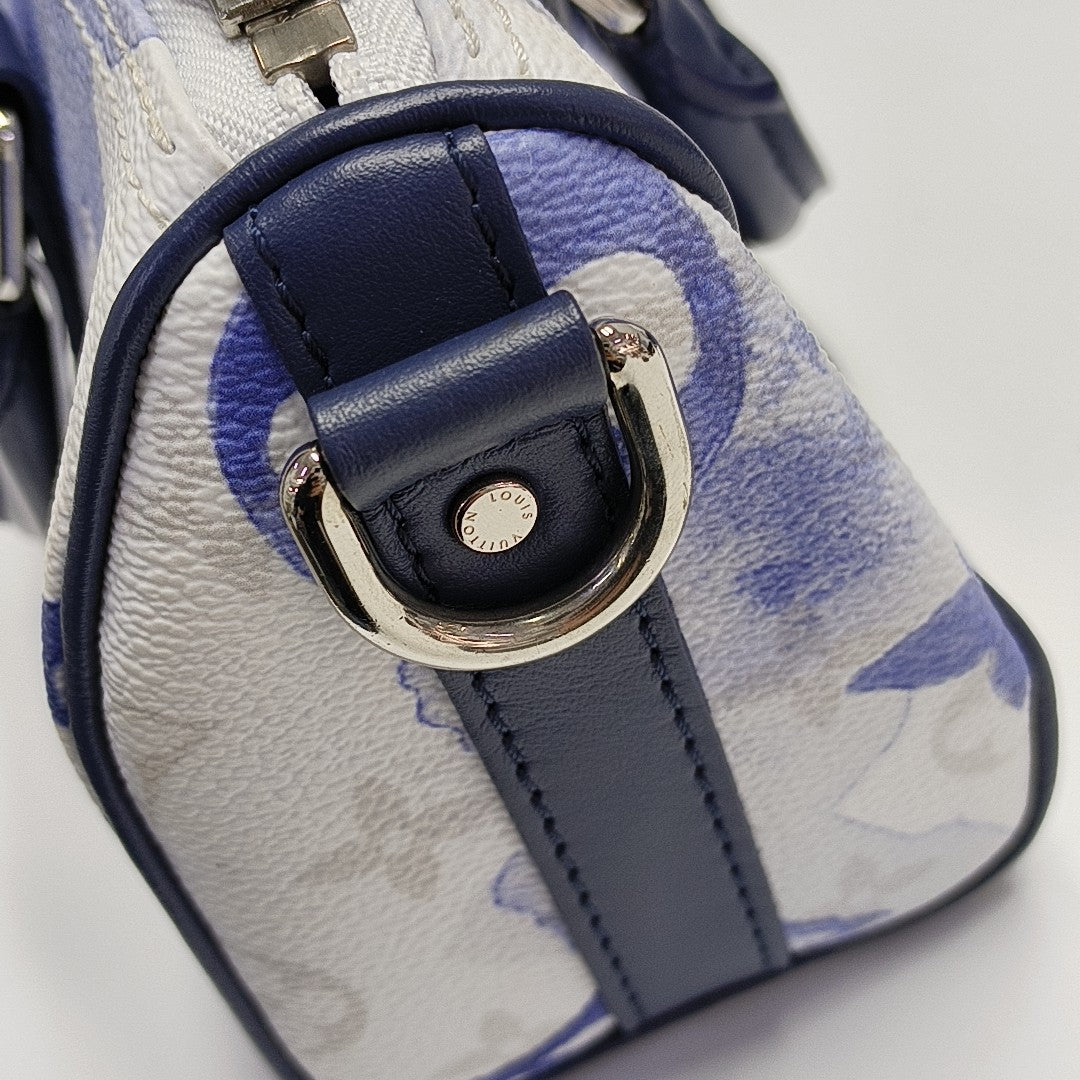 Authenticated pre-owned  KEEPALL Nano Monogram Coated Canvas Blue - Shoulder Bag at Looply