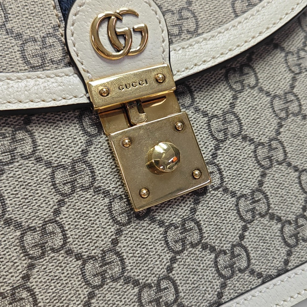 Ophidia Small Monogram Coated Canvas Beige