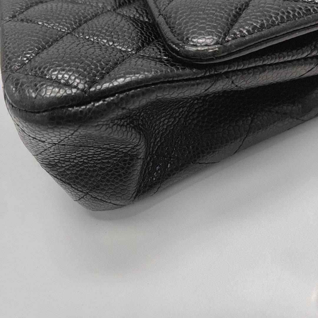 CLASSIC FLAP Medium Quilted Grained Calfskin Black