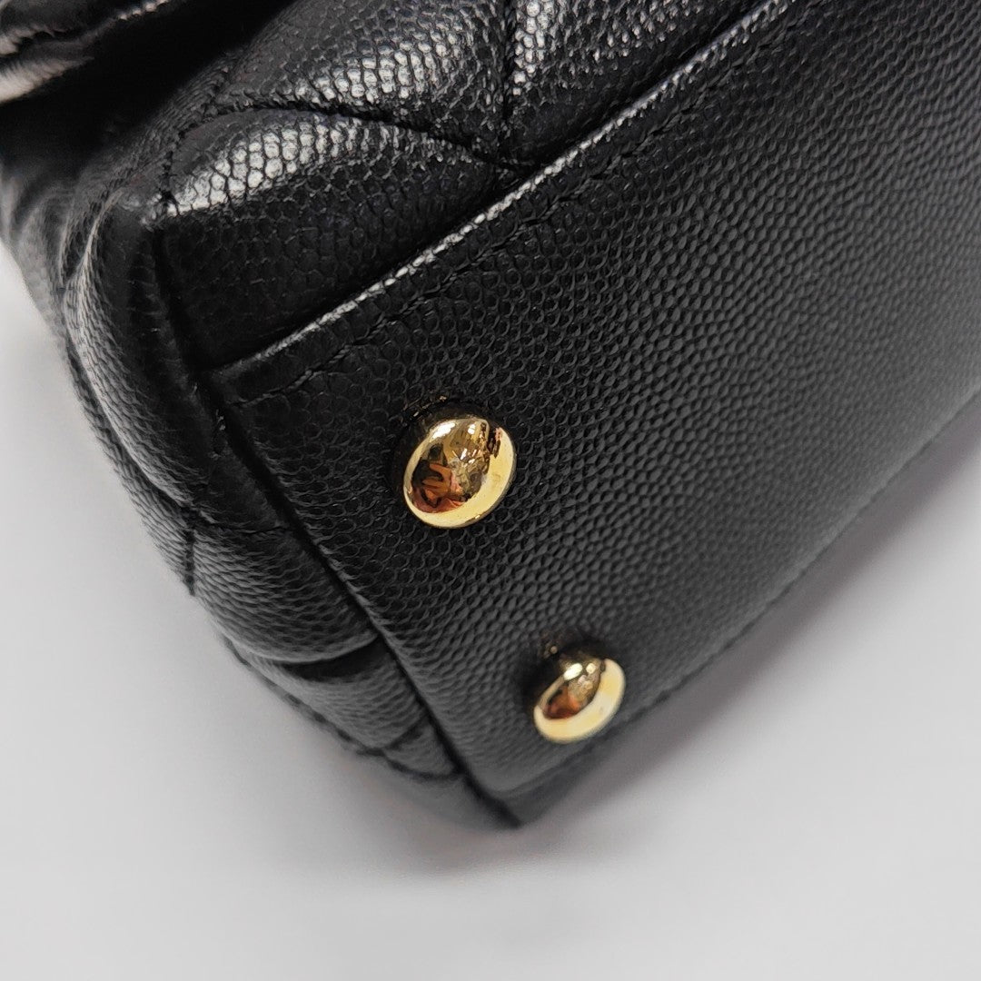 COCO HANDLE Mini Quilted Grained Calfskin Black