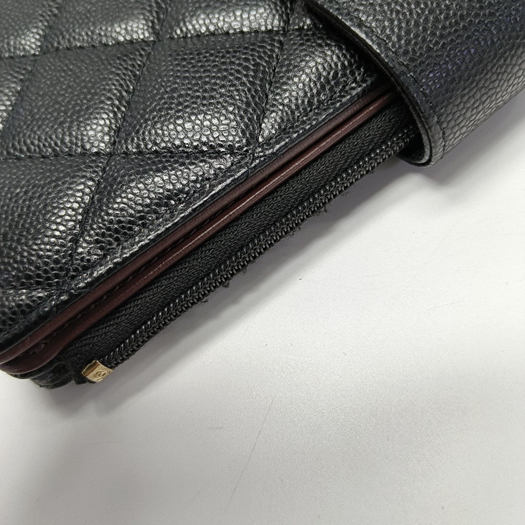 Quilted Lambskin Wallet Large Black