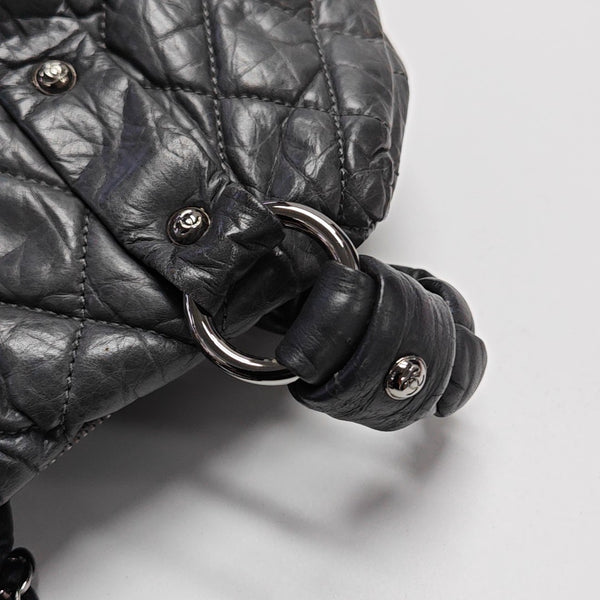 Quilted Calfskin Top Handle Bag Gray