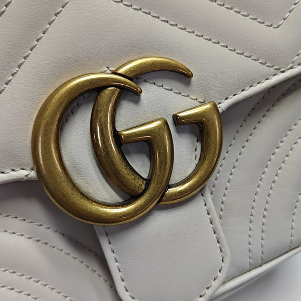 GG Marmont Mini Quilted Calfskin White