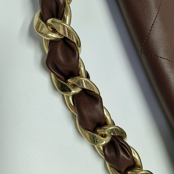 Quilted Calfskin Top Handle Bag Brown
