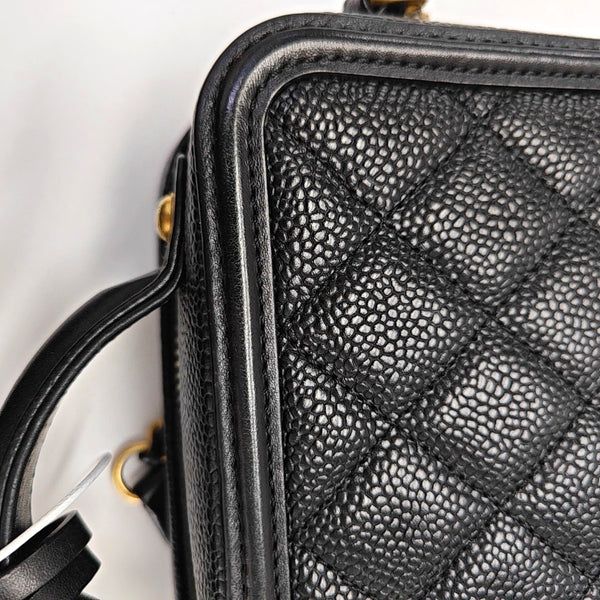 FILIGREE Small Quilted Grained Calfskin Black