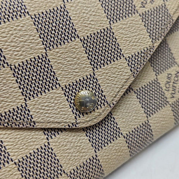 SARAH Damier Azur Coated Canvas White Wallet