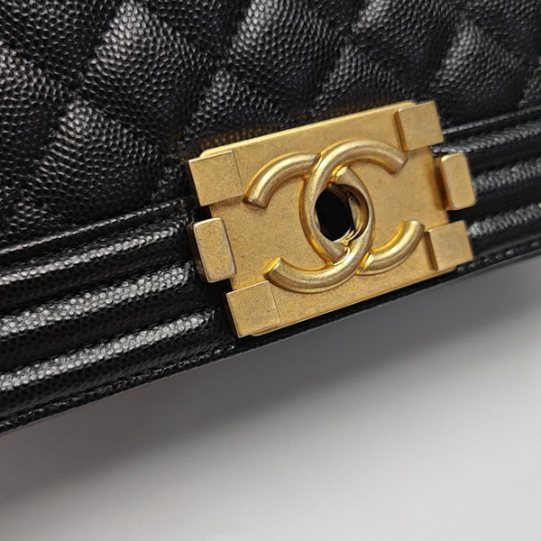 BOY CHANEL Medium Quilted Grained Calfskin Black