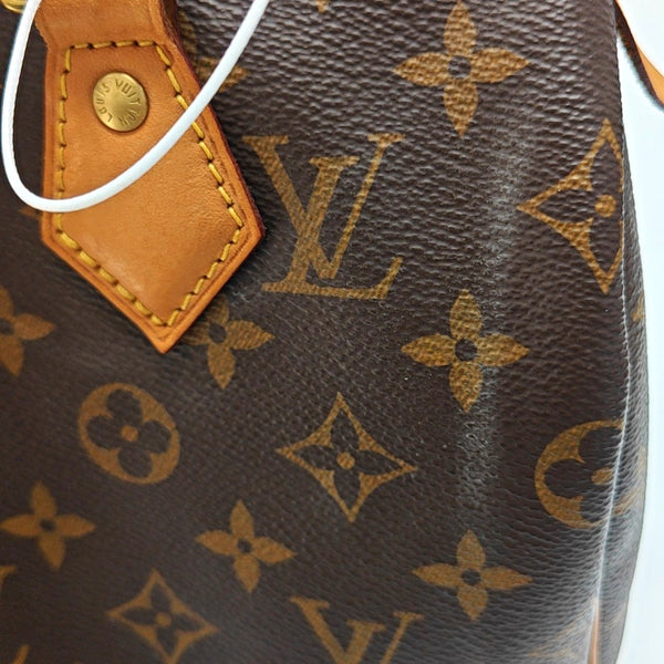 Authenticated pre-owned  SPEEDY 25 Monogram Coated Canvas Brown - Top Handle Bag at Looply