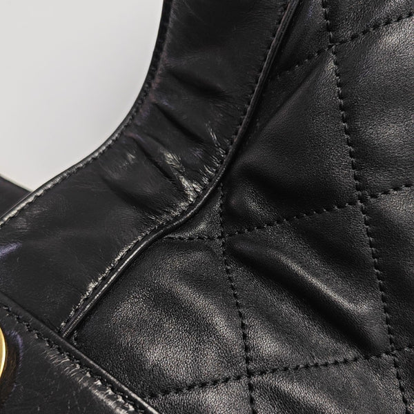 Quilted Calfskin Top Handle Bag Black